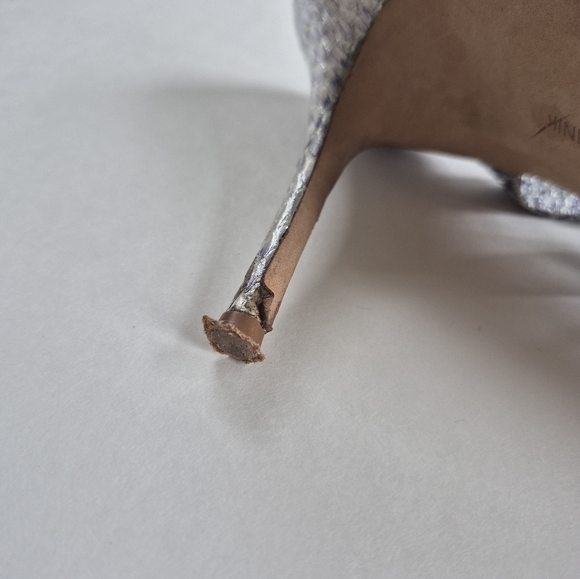 Manolo Blahnik Shoes Silver Strappy Snakeskin Leather Slip On Size 40 (8.5) - Picture 14 of 15